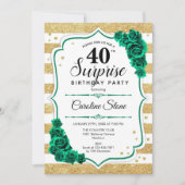 Groen Goud Wit Verrassing 40e Verjaardag Kaart (Voorkant)