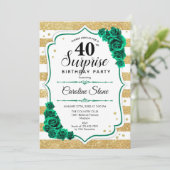 Groen Goud Wit Verrassing 40e Verjaardag Kaart (Staand voorkant)