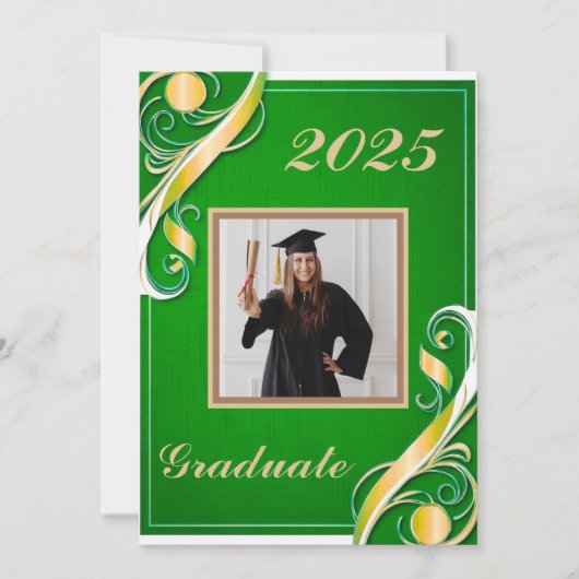 Groen Goud Witte Afstuderen Kaart (Voorkant)