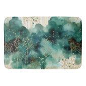 Groen Goud Witte Bomen Kerstmis Badmat (Voorkant)