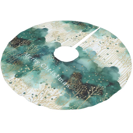 Groen Goud Witte Bomen Kerstmis Kerstboom Rok (Gekanteld)