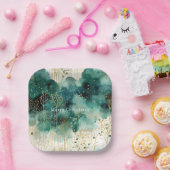 Groen Goud Witte Bomen Kerstmis Papieren Bordje (Feest)