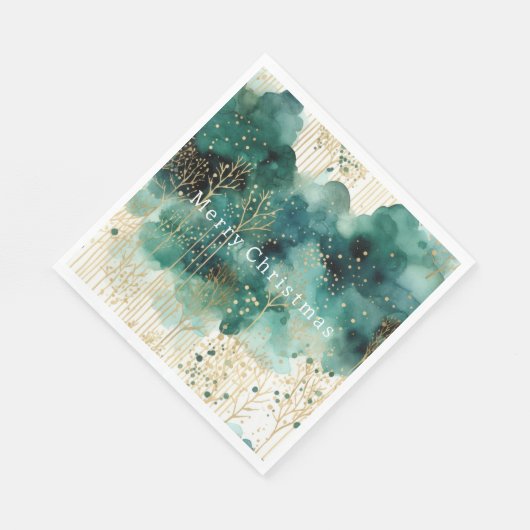 Groen Goud Witte Bomen Kerstmis Servet (Hoek)
