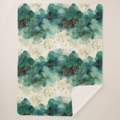 Groen Goud Witte Bomen Kerstmis Sherpa Deken (Voorkant)