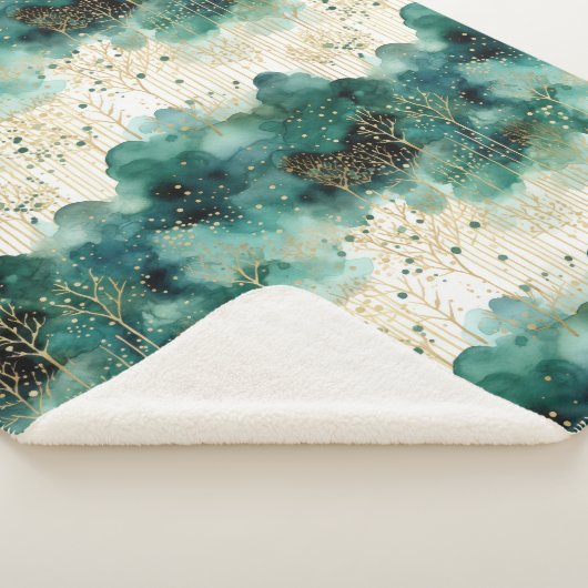 Groen Goud Witte Bomen Kerstmis Sherpa Deken (3/4)