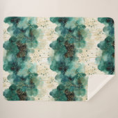 Groen Goud Witte Bomen Kerstmis Sherpa Deken (Voorkant (horizontaal))