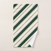 Groen Goud Witte Diagonale Strepen Gestreept Patro Bad Handdoek (Handdoek)
