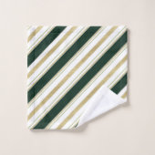 Groen Goud Witte Diagonale Strepen Gestreept Patro Bad Handdoek (Wasdoekje)