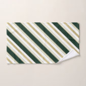 Groen Goud Witte Diagonale Strepen Gestreept Patro Bad Handdoek (Handdoek)