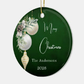 Groen goud witte kerstballen keramisch ornament (Links)