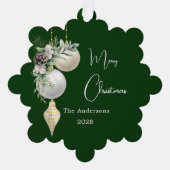 Groen goud witte kerstballen ornament kaart (Voorkant)