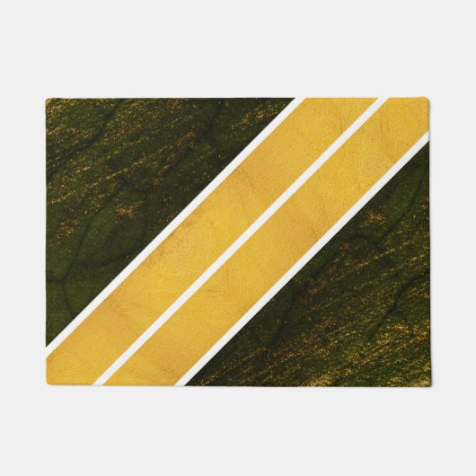 Groen Goud Witte Lijnen Deurmat (Voorkant)
