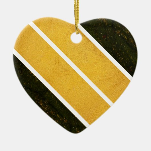 Groen Goud Witte Lijnen Keramisch Ornament (Voorkant)