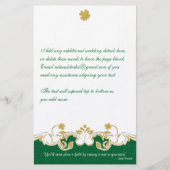 Groen, goud, witte scrollers, shamrocks Stationery Briefpapier (Voorkant)