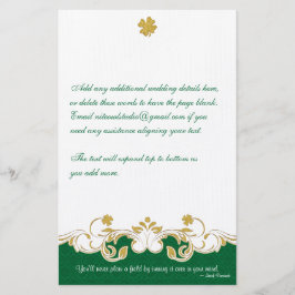 Groen, goud, witte scrollers, shamrocks Stationery Briefpapier