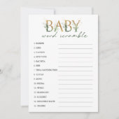 Groen & Goud Word Scramble Baby shower Game Kaart (Voorkant)