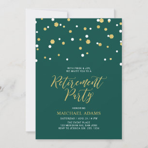Groen & Goud   Zeshoek Confetti Pensioenfeest Kaart