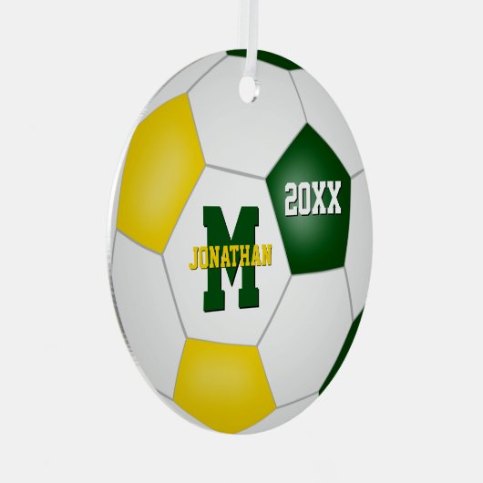 groen goud zijn het schoolteam dat voetbal voorsta metalen ornament (Voorkant Rechts)