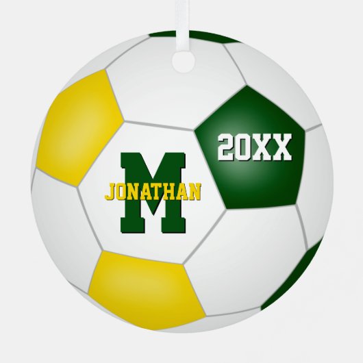 groen goud zijn het schoolteam dat voetbal voorsta metalen ornament (Achterkant)