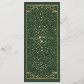 Groen Goud Zon en Maan Tarot Kaart Wedding Menu (Achterkant)