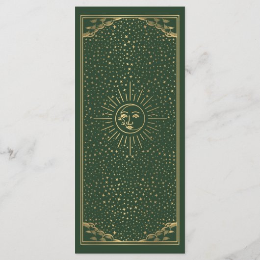 Groen Goud Zon en Maan Tarot Kaart Wedding Menu (Achterkant)