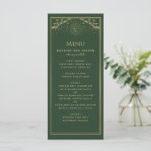 Groen Goud Zon en Maan Tarot Kaart Wedding Menu (Staand voorkant)