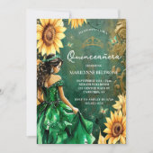 Groen Goud Zonnebloem Prinses Quinceañera Kaart (Voorkant)