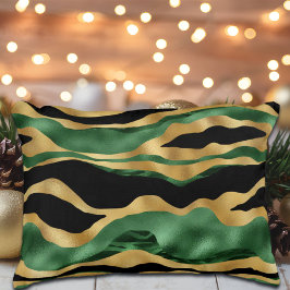 Groen Goud Zwart Glitter Golven Accent Kussen