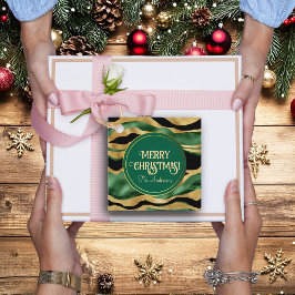 Groen Goud Zwart Glitter Golven Bedankjes Labels