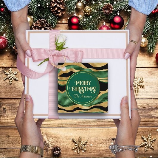 Groen Goud Zwart Glitter Golven Bedankjes Labels