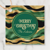 Groen Goud Zwart Glitter Golven Bedankjes Labels (Voorkant)