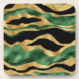 Groen Goud Zwart Glitter Golven Bier Onderzetter