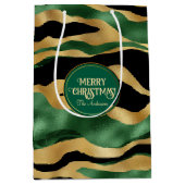 Groen Goud Zwart Glitter Golven Medium Cadeauzakje (Voorkant)