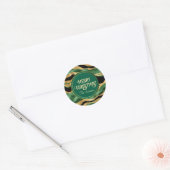 Groen Goud Zwart Glitter Golven Ronde Sticker (Envelop)