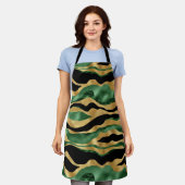 Groen Goud Zwart Glitter Golven Schort (Gedragen)