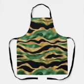 Groen Goud Zwart Glitter Golven Schort (Voorkant)