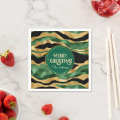 Groen Goud Zwart Glitter Golven Servet (Insitu)