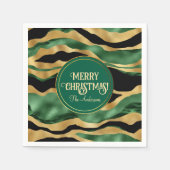 Groen Goud Zwart Glitter Golven Servet (Voorkant)