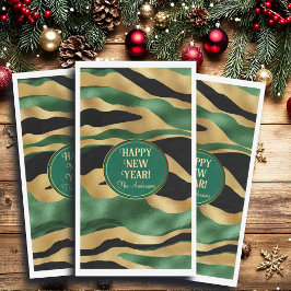 Groen Goud Zwart Glitter Golven Servet