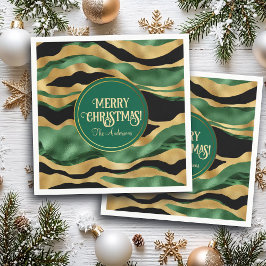 Groen Goud Zwart Glitter Golven Servet