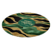 Groen Goud Zwart Glitter Golven Snijplank (Hoek)