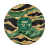 Groen Goud Zwart Glitter Golven Snijplank (Voorkant)