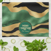 Groen Goud Zwart Glitter Golven Theedoek (Gevouwen)