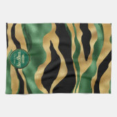 Groen Goud Zwart Glitter Golven Theedoek (Horizontaal)