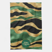Groen Goud Zwart Glitter Golven Theedoek (Verticaal)