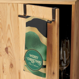 Groen Goud Zwart Glitter Golven Theedoek