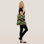 Groen Goud Zwart Glitter Golven Tote Bag (Op model)