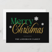 Groen Goud Zwart Vrolijk Kerstmis Feestdagenkaart (Voorkant / Achterkant)