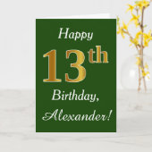 Groen, Gouden 13de Verjaardag Faux + De Naam van Kaart (Gele Bloem)