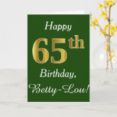 Groen, Gouden 65ste Verjaardag Faux + De Naam van Kaart (Gele Bloem)